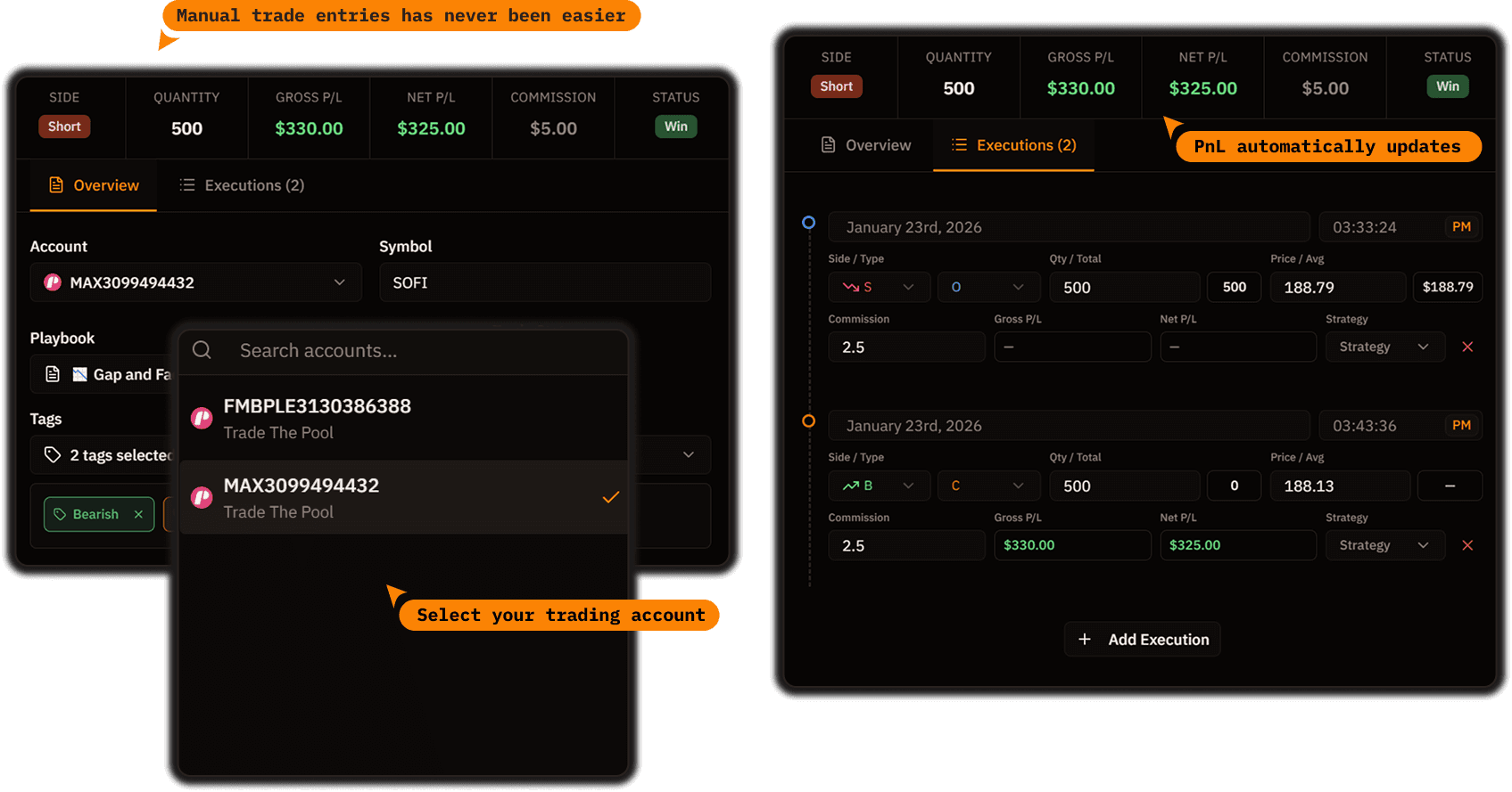 Easy Manual Trade Entry